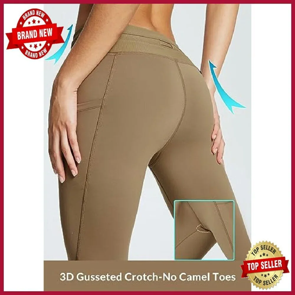 Fleece Lined Thermal Leggings High Waist Water Resistant Pockets